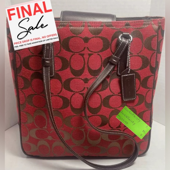 Coach Handbags - Coach Signature series tapestry and leather book tote handbag PRICE FIRM